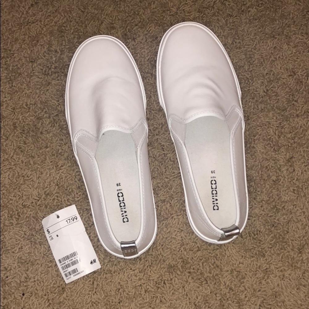 White slip on shoes